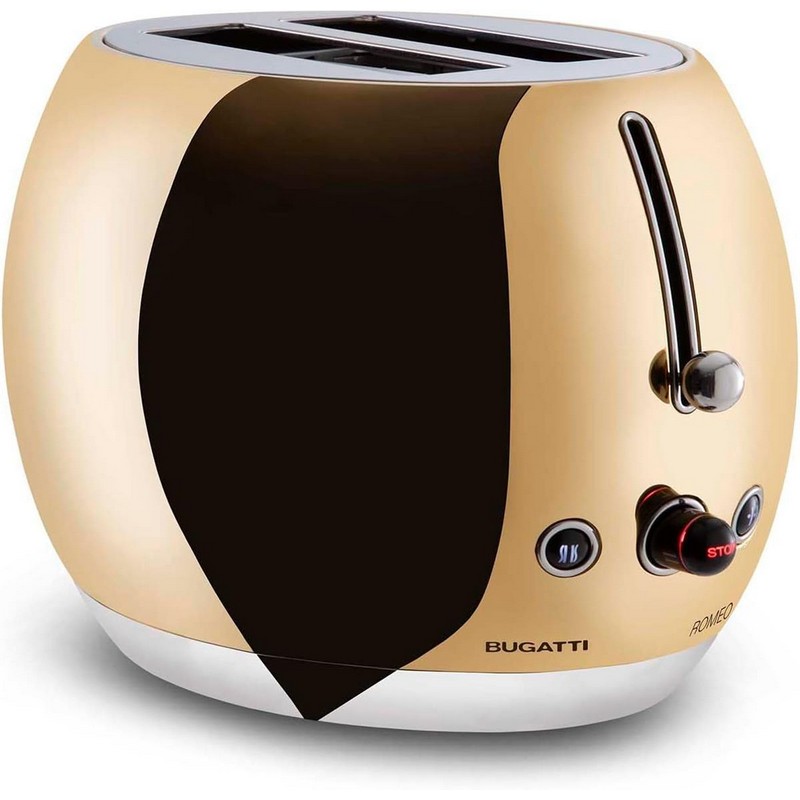 photo BUGATTI-Romeo-Toaster, 7 Toasting Levels, 4 Functions-Tongs not included-870-1035W-Yellow Gold