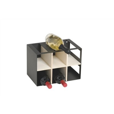 Metal and wood wine cellar for 9 bottles