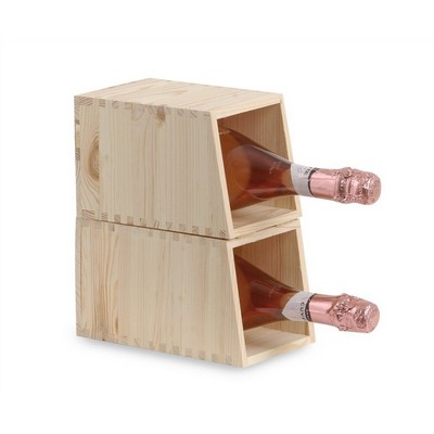 Weinkeller mit doppeltem Verwendungszweck aus massivem Kiefernholz, 2 Flaschen und modularem Modul
