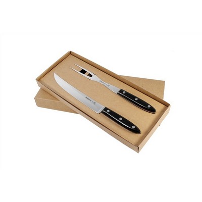 Roast Set - Stainless Steel Roast Knife and Fork - Delfino Line - Black