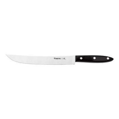 21 cm Curved Blade Knife for Roasts - Stainless Steel Satin Finish - Dolphin Line - Black Handle