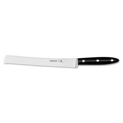 Serrated Bread Knife 22 cm - Stainless Steel Satin Finish - Dolphin Line - Black Handle