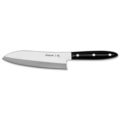 Japanisches Cogu-Messer 19 cm – Edelstahl satiniert – Dolphin-Linie – schwarzer Griff