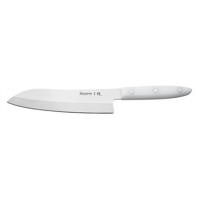 Japanese Cogu Knife 19 cm - Stainless Steel Satin Finish - Dolphin Line - White Handle