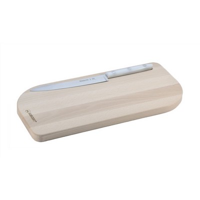 Mercury  Handcrafted Beech Chopping Board with Utility Kitchen Knife 15 cm White