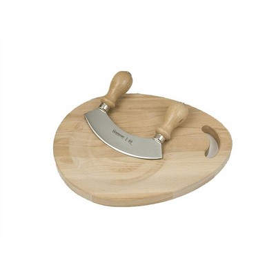 Round Pesto Chopping Board with Crescent Moon 14 cm with Wooden Handles