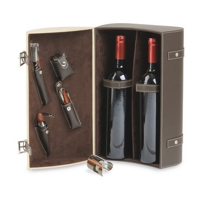 2 Bottle Hazelnut Box with Wine Accessories