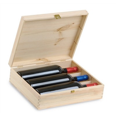 Solid pine wine box for 3 bottles - Ideal for gift wrapping