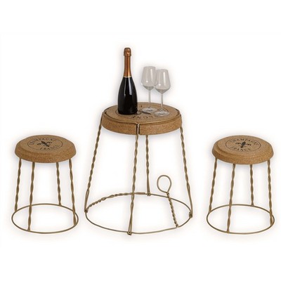 Cage stool in cork and metal