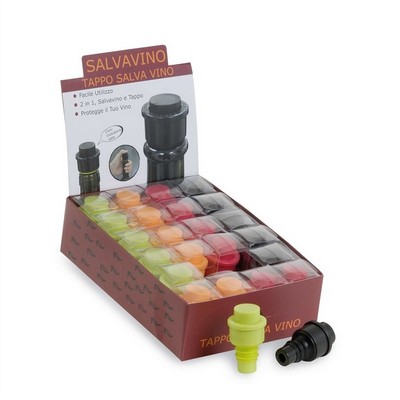 Display Set of 24 simple wine-saving stoppers - Sucks in air - Slows down oxidation