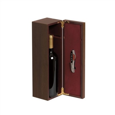 Cassetta Sipario in legno verniciato marrone porta 1 bottiglia con cavatappi