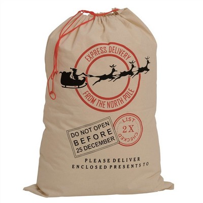 Weihnachtspostsack – Baumwollsack mit Weihnachtsgrafik