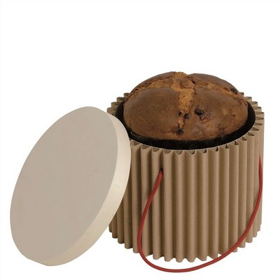 Dorica Panettone - Corrugated cardboard with wooden leaf lid for panettone