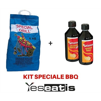 YesEatIs Kit Barbecue ideale per Lotusgrill - 2 x 2Kg Carbonella di Legna purissima + 1 x 500ml Gel accendifu