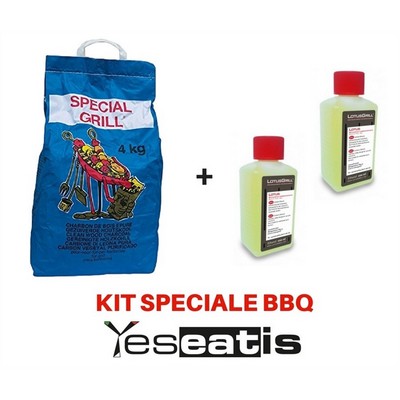 YesEatIs Barbecue Kit - 2 x 200ml original Lotusgrill firelighter gel + 2 x 2Kg pure wood charcoal