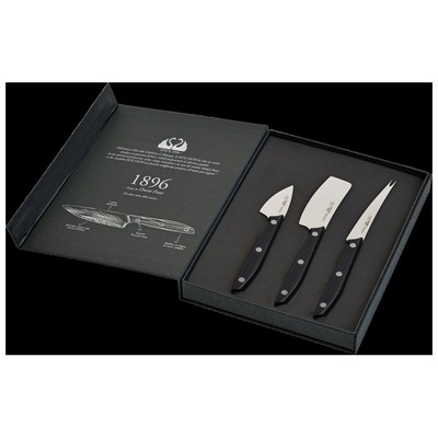 DUE CIGNI 1896 Line - Set of 3 Cheese Knives - 4116 Stainless Steel Blade and POM Handle