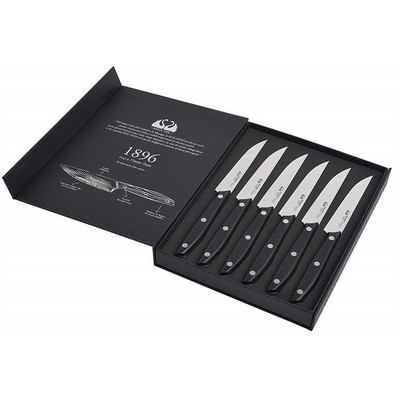 DUE CIGNI 1896 Line - Set of 6 serrated steak knives - 4116 stainless steel blade and POM handle