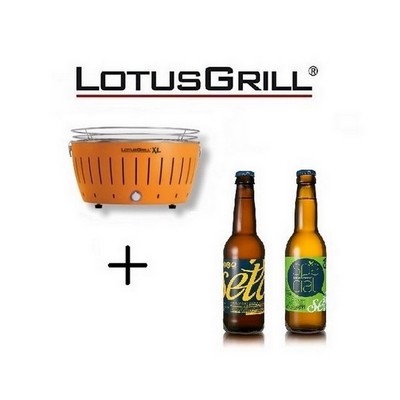 Neuer XL-Orange-Grill 2023 mit Batterien und USB-Stromkabel + 2 Craft-Bieren