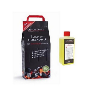 LotusGrill LotusGrill - Beech Charcoal Kit 2.5 kg + 1 pack of 500 ml fuel gel