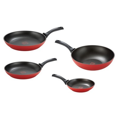 Set of 4 B Chef Non-Stick Pans - Red