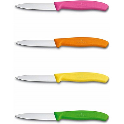 Victorinox Schälmesser 8 cm – verschiedene Farben Gelb, Orange, Rosa, Grün – Sonderpackung mit 24 Stück