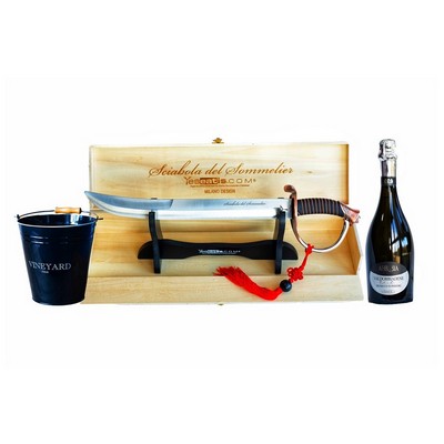 Sommelier's Sabre-Starter-Set mit Eiskübel und einer Flasche Valdobbiadene-Prosecco