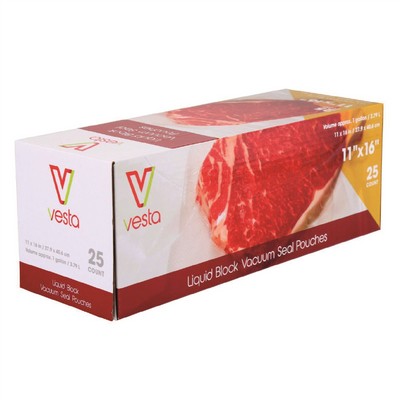 VESTA Pack of 25 Vacuum Bags for Liquids 28 cm x 41 cm - BPA, Lead and Phthalates Free