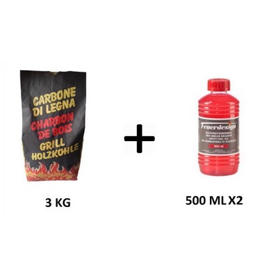 3kg Beech Charcoal + 2 500ml Fire Lighting Fuel Gel - Compatible with Lo Barbecue