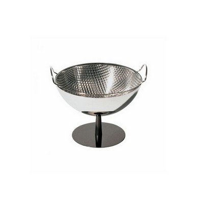 fruit bowl/drainer in polished steel. foot in aluminium, anthracite