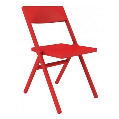 piana folding and stackable chair in pp and fibreglass, red