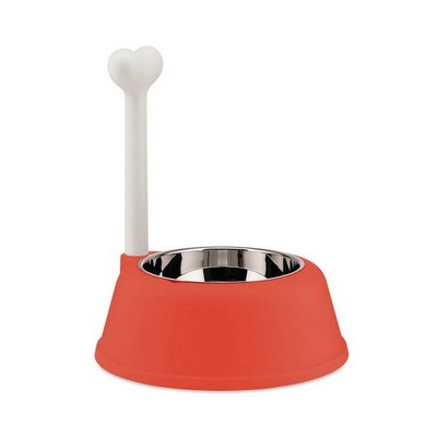 ALESSI Alessi-Lupita Resin dog bowl with stainless steel cup, Red Orange