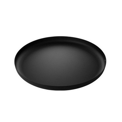 runde tablett aus stahl mit epoxidharzfarbe, schwarz