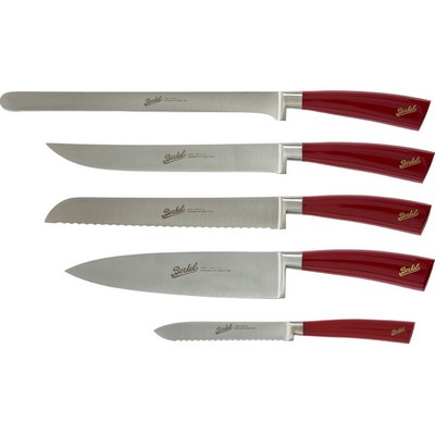elegance red knife - chef set 5 pieces
