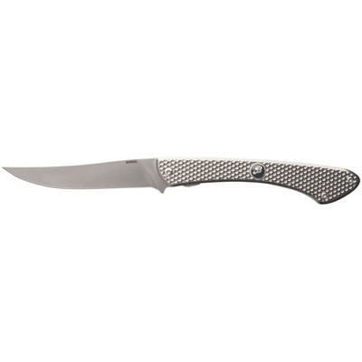 BERKEL Folding Knife - Polished Titanium Ashlar blade INOX cardboard box and belt sheath with