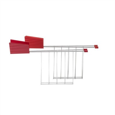 plissè - set of two toaster tongs in steel and thermoplastic resin - red