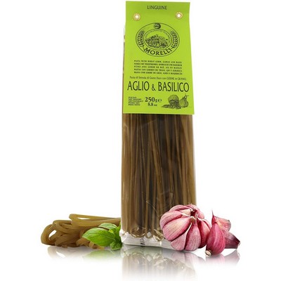 Antico Pastificio Morelli - Aromatisierte Pasta - Knoblauch-Basilikum - Linguine - 250 g
