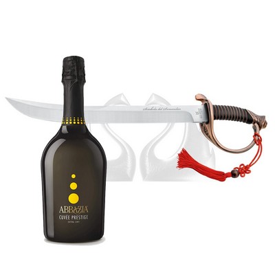 YesEatIs Fox Sommelier's Säbel mit Bronzegriff – Cuvee Prestige Extra Dry Sparkling Wine – 0,75