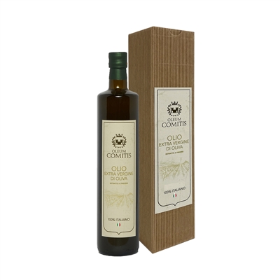 Oleum Comitis Rustikale Geschenkbox mit extra nativem Olivenöl und einer 750-ml-Flasche