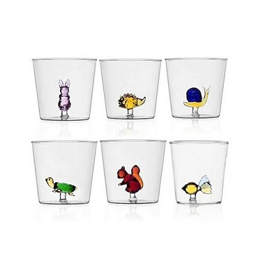 set of 6 animal farm water glasses - design alessandra baldereschi