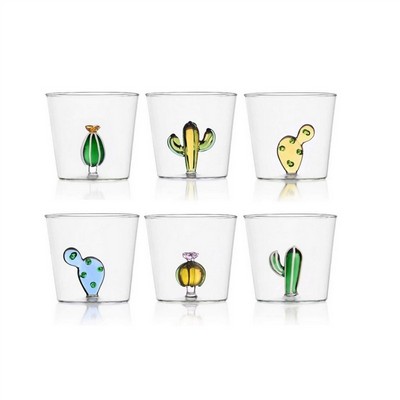 set of 6 water glasses desert plants - design alessandra baldereschi