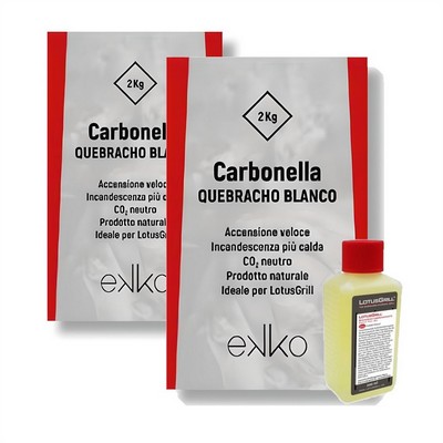 LotusGrill - LotusGrill Fuel Gel 200Ml + 2 2Kg Quebracho Blanco charcoal bags