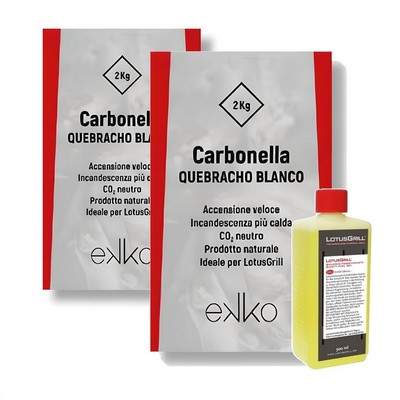 LotusGrill - LotusGrill Fuel Gel 500Ml + 2 2Kg Quebracho Blanco charcoal bags