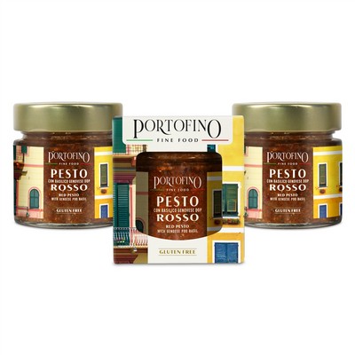 Portofino Fine Food Portofino - Pesto Rosso con Basilico Genovese DOP - 3 x 100 g
