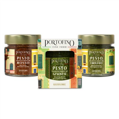 Portofino - Pesto Genovese, Rosso e Tartufato con Basilico Genovese DOP - 3 x 100 g