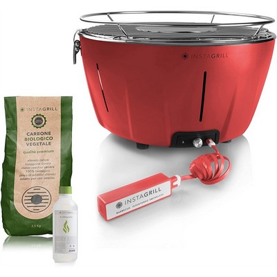 InstaGrill InstaGrill - Smokeless Tabletop Barbecue - Coral Red + Starter Kit