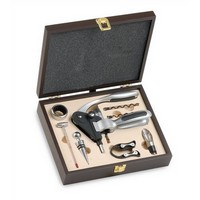 photo Set of 8 Wine Accessories in Wooden Gift Box, Includes Lever Corkscrew 1