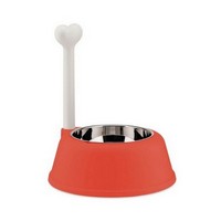 photo lupita resin dog bowl with stainless steel cup, red orange 1