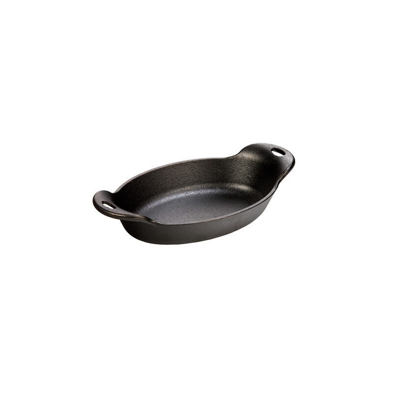 photo Oval SERVING Pan in Anti-rust Cast Iron - Dimensions: 24.3 x 13.6 x 5.5 cm