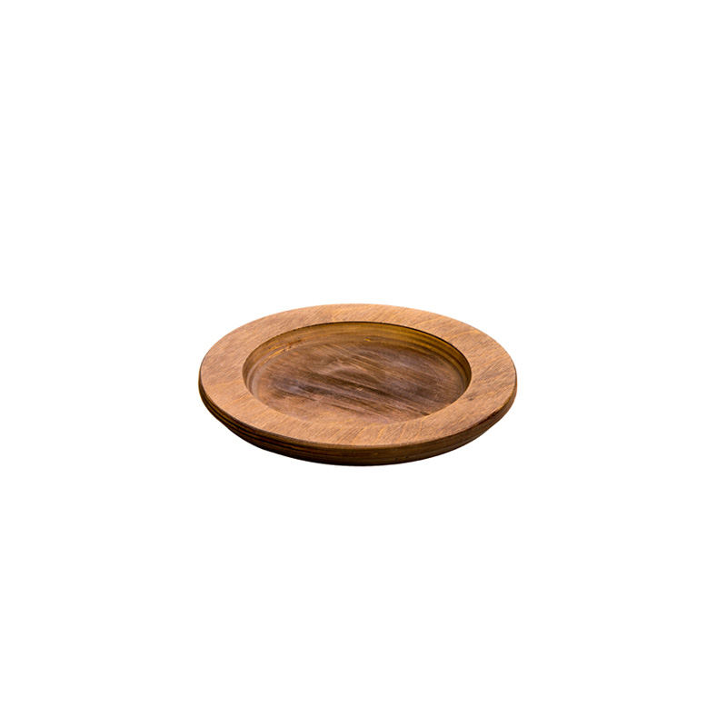 photo Rundes Untersetzertablett aus walnussfarben gebeiztem Holz – Maße: 20,2 x 1,65 cm