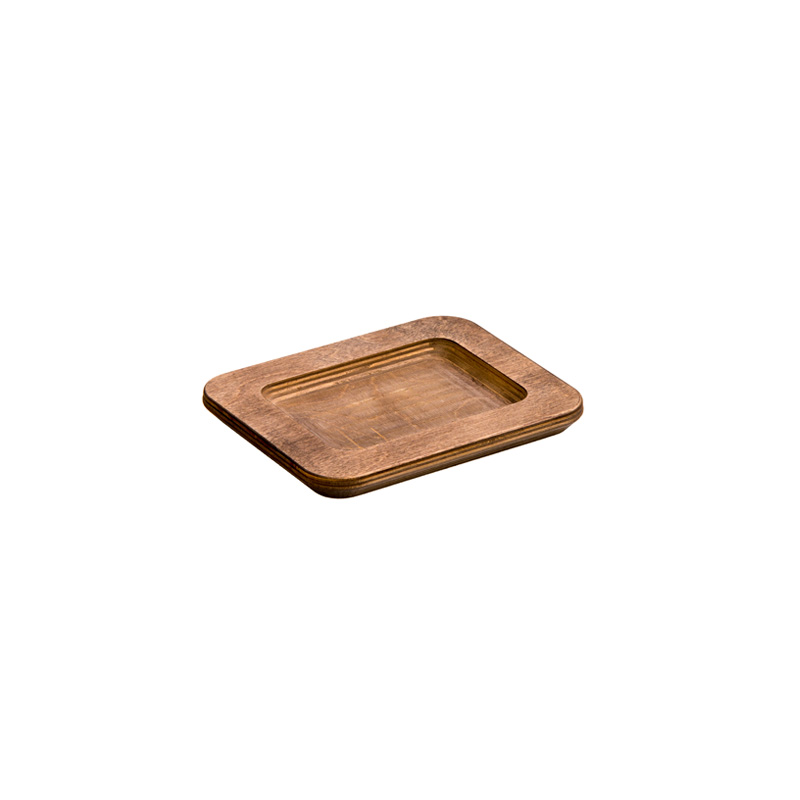 photo Rectangular Trivet Tray in Walnut Color Stained Wood - Dimensions: 18.8 x 15.06 x 1.7 cm